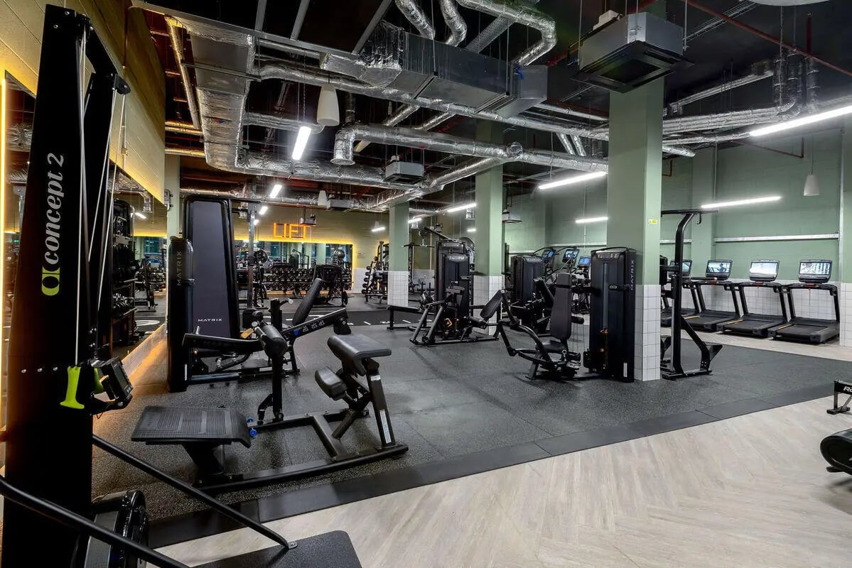 Gym equipment treadmills and weight machines gym at True Nottingham in Nottingham Student Accommodation