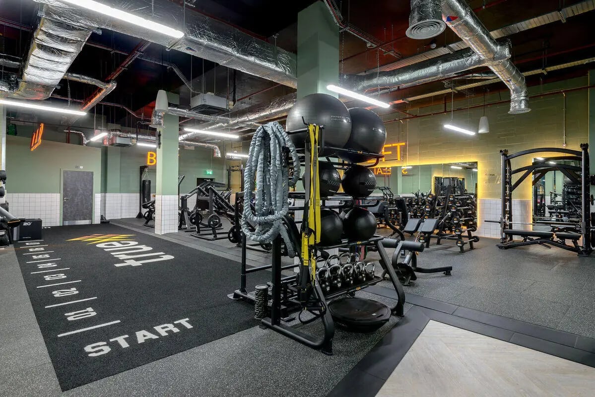 Gym equipment weights and rope playing area at True Nottingham in Nottingham Student Accommodation