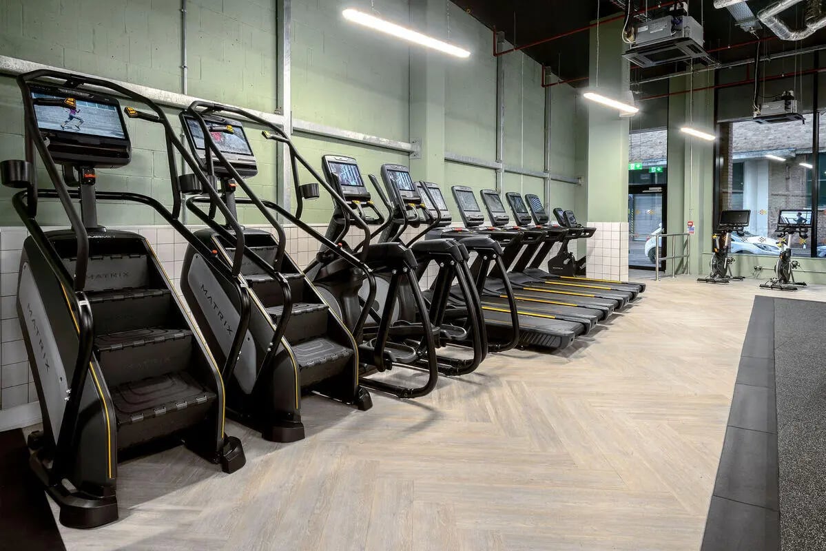 Stair climbers treadmills exercise bikes gym area at True Nottingham in Nottingham Student Accommodation