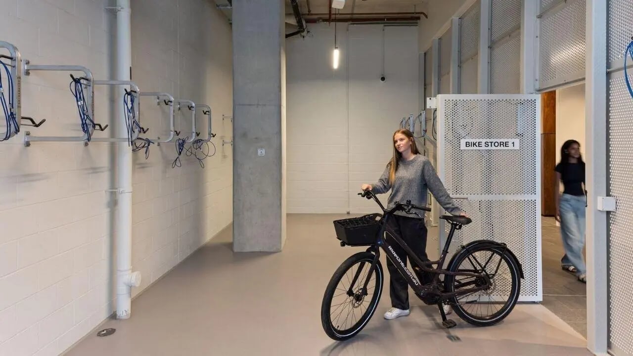 Bike racks bicycle and two women bike store at UniLodge Perth Central in Perth Student Accommodation