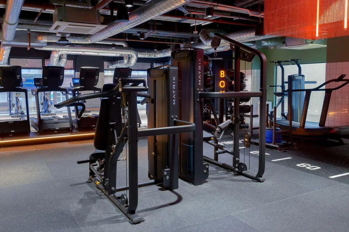 Gym equipment treadmills weight machines fitness room at True Leicester in Leicester Student Accommodation