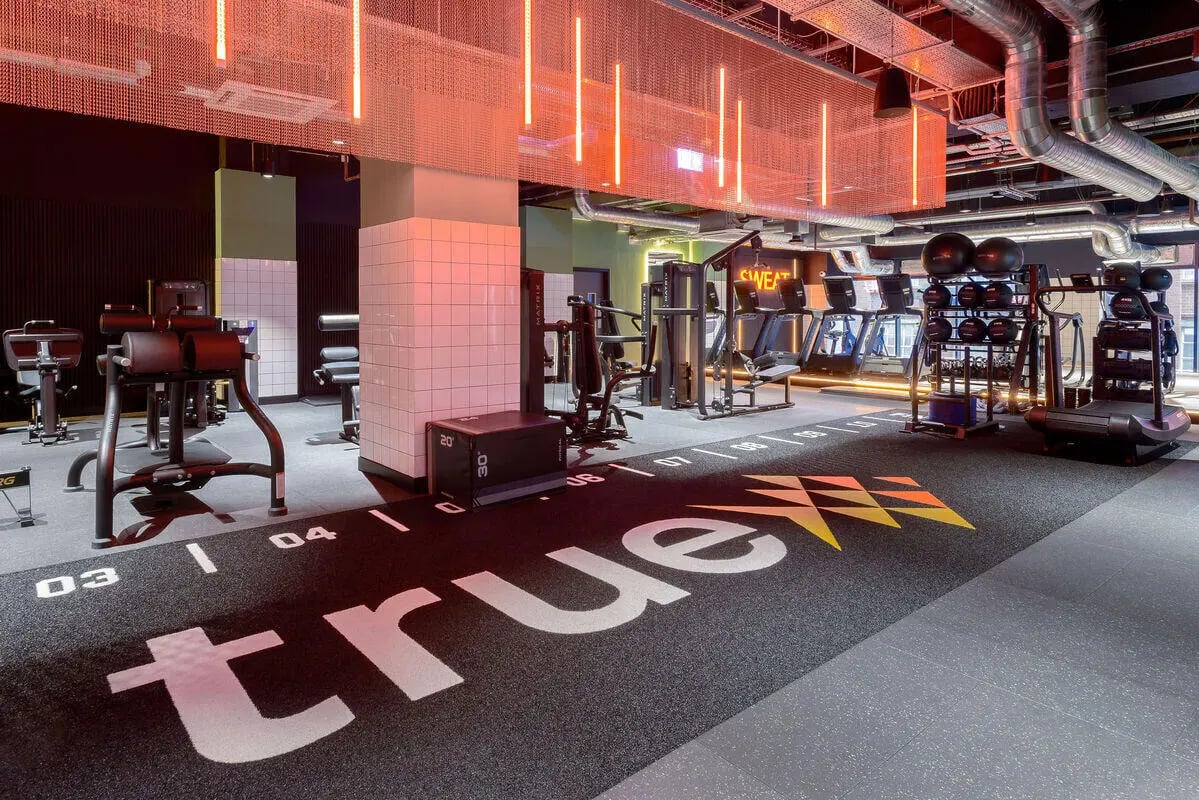 Gym equipment weights and treadmills fitness area at True Leicester in Leicester Student Accommodation