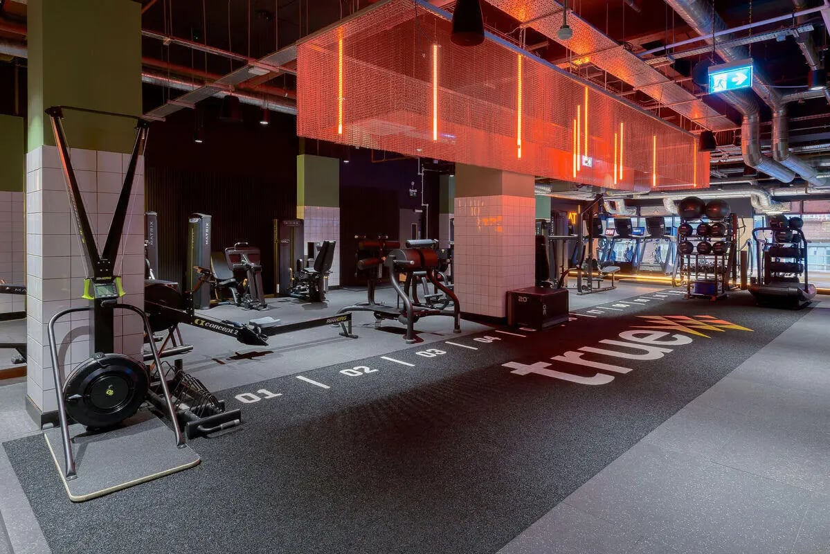Rowing machines and various gym equipment gym area at True Leicester in Leicester Student Accommodation