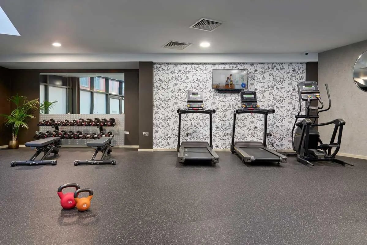 Dumbbells treadmills elliptical kettlebells gym at Millennium View in Coventry Student Accommodation