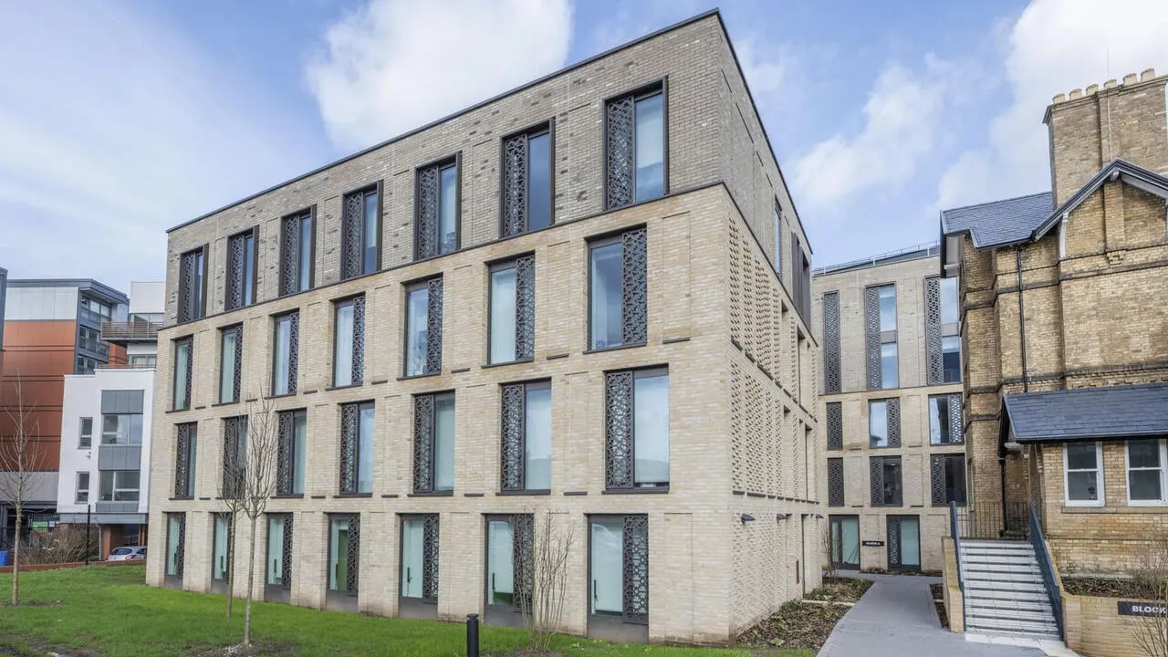 Modern student accommodation building with windows exterior at St Gabriels in Manchester Student Accommodation