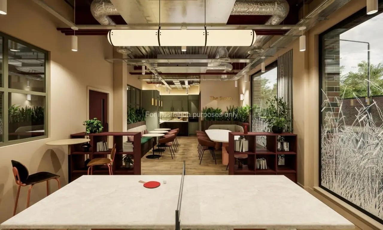 Ping pong table seating kitchen area lounge at Swan Residences in Glasgow Student Accommodation