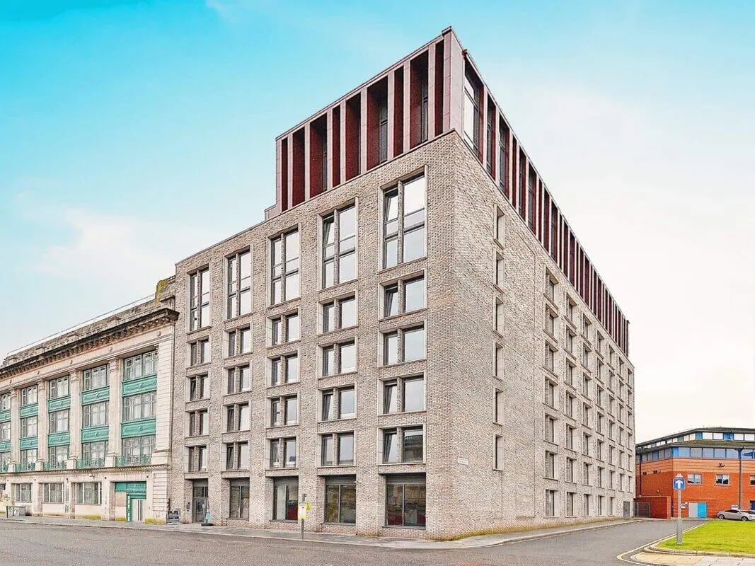 Modern brick student accommodation building exterior exterior at Fontenoy Apartments in Liverpool Student Accommodation