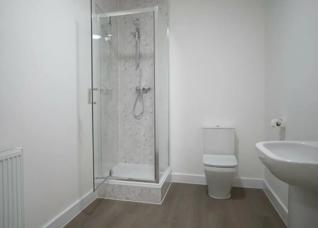 Shower toilet and sink Bathroom at 8 Bedroom House at 79, Crofton Street in Manchester Student Accommodation