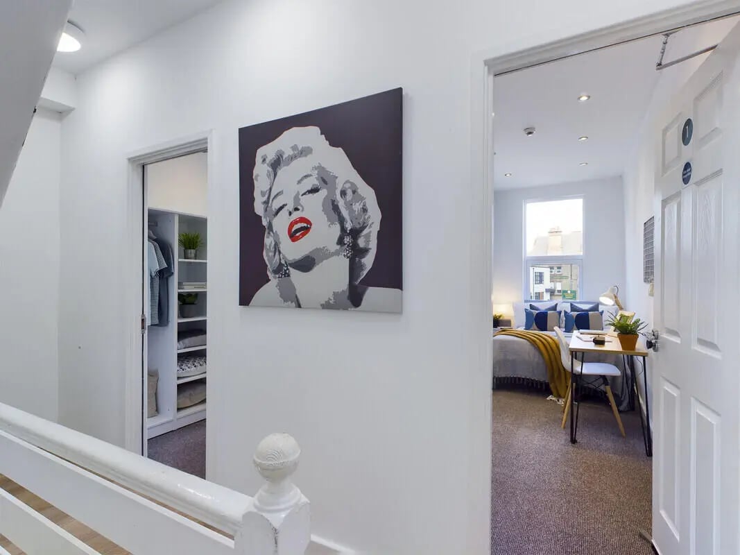 Marilyn Monroe artwork closet study bedroom bedroom at 6 Bedroom House at 328, Upper Parliament Street in Liverpool Student Accommodation