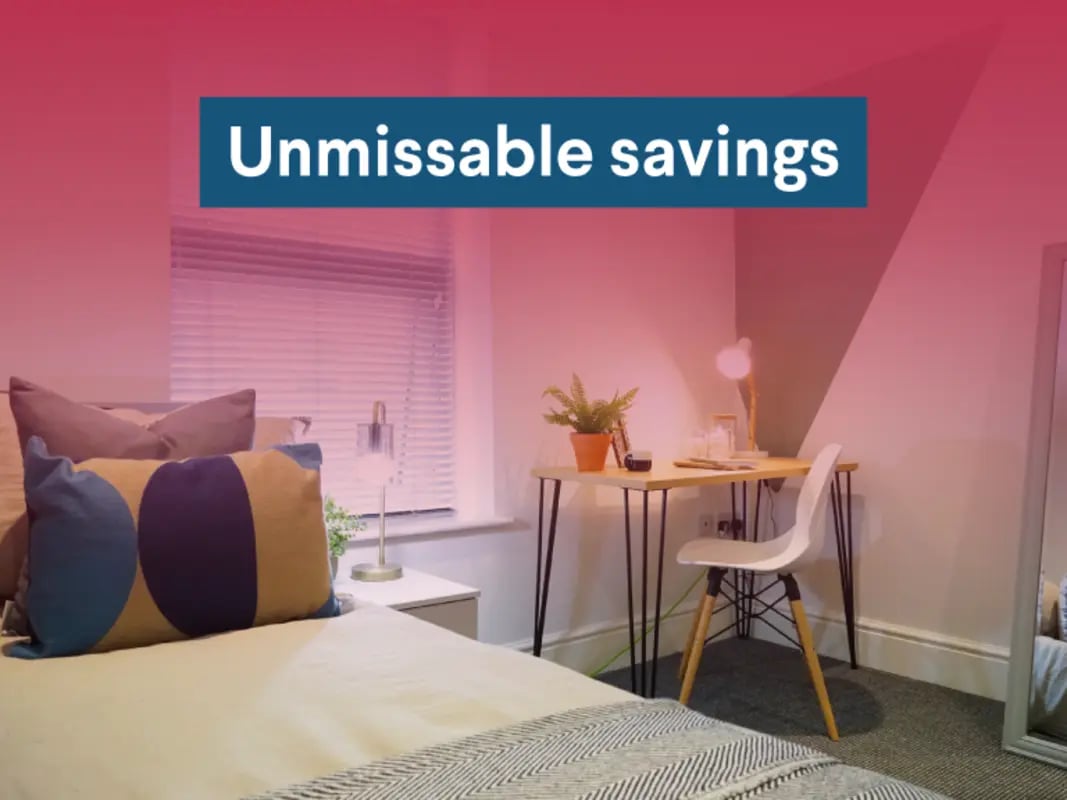 Bed desk lamp chair mirror bedroom at 6 Bedroom House at 28, Ruskin Avenue in Manchester Student Accommodation