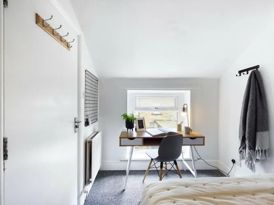 Desk chair lamp and window Study area at 7 Bedroom House at 3, Ruskin Avenue in Manchester Student Accommodation