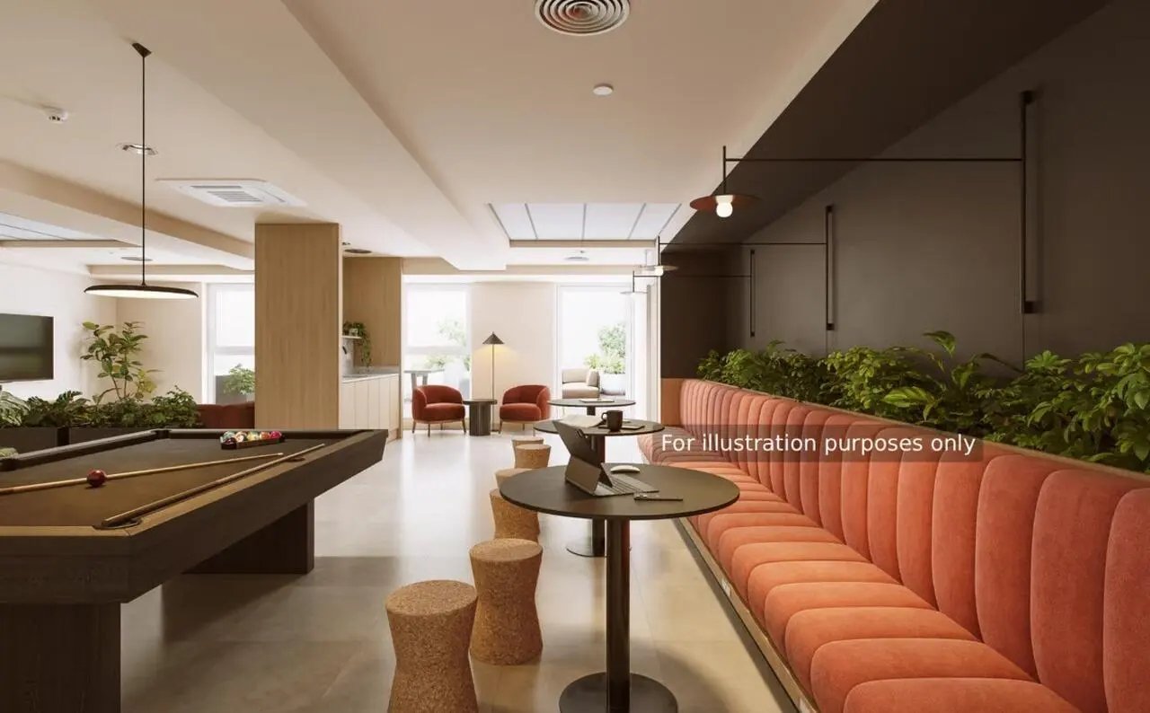 Pool table seating and tables common area at Straits Place in Edinburgh Student Accommodation