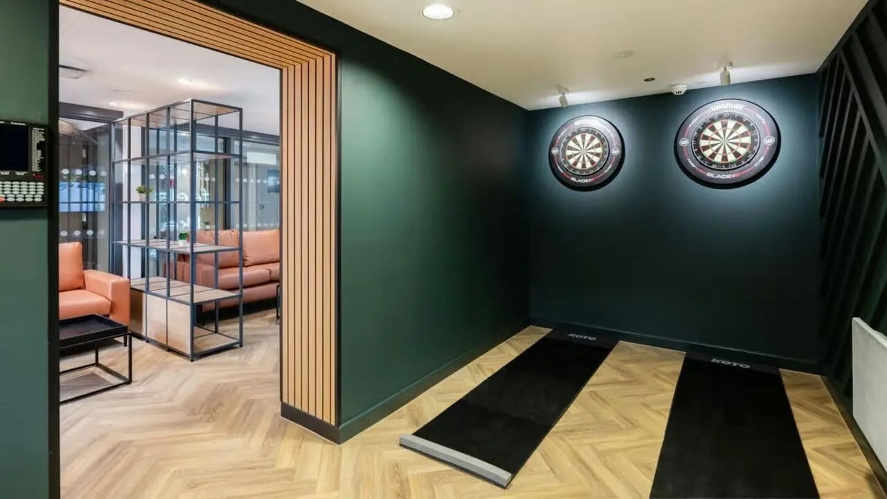 Dartboards and mats playing area at Curzon House in Nottingham Student Accommodation