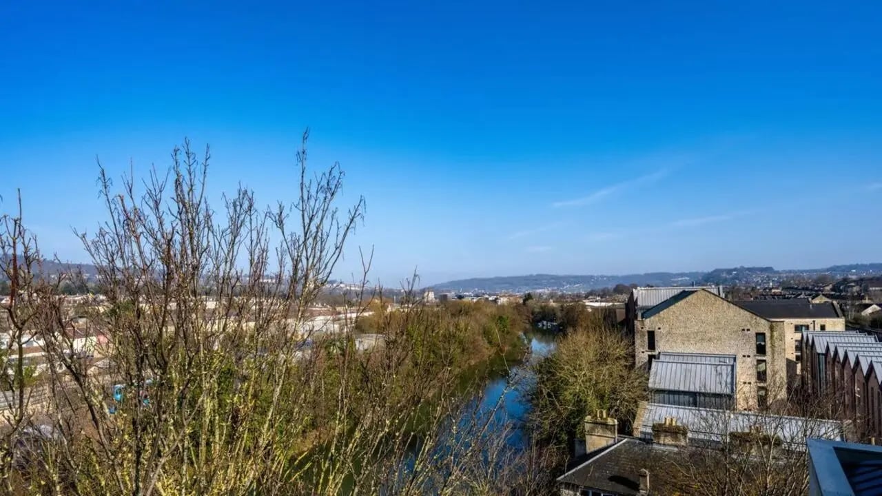 River and cityscape view exterior at Hollis Wharf in Bath Student Accommodation