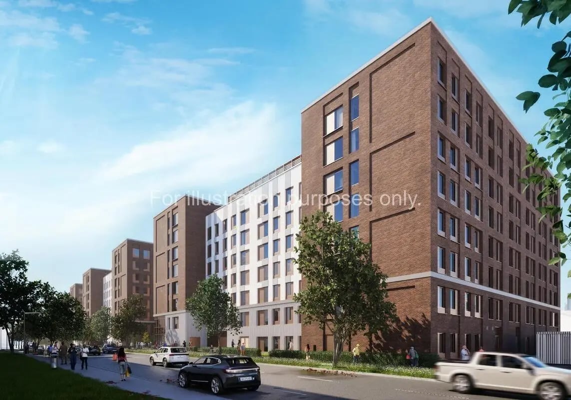 Modern brick buildings with many windows exterior at The Propeller Quarter in Bristol Student Accommodation