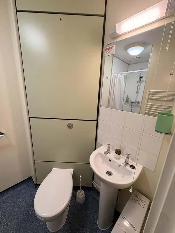 Toilet sink shower cabinet bathroom at Pin Hill in Canterbury Student Accommodation