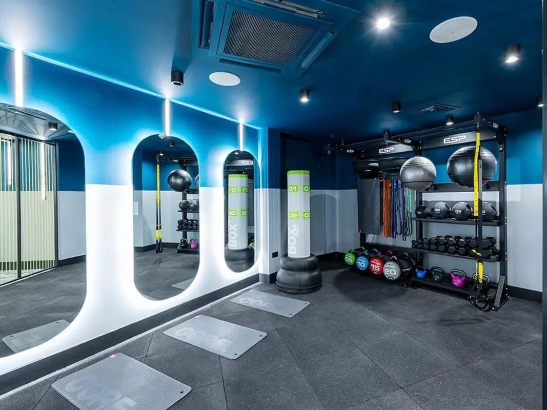 Punching bags weights and exercise mats gym area at Silk Mill Edinburgh in Edinburgh Student Accommodation