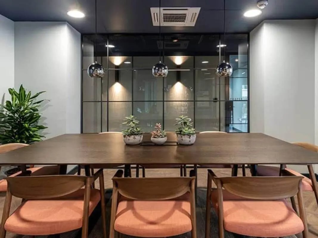 Dining table with chairs and plants common area at Silk Mill Edinburgh in Edinburgh Student Accommodation