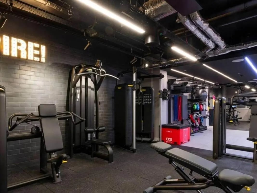 Gym equipment and weights fitness area at Bridle Works Glasgow in Glasgow Student Accommodation